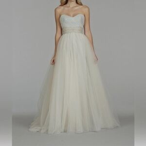 Jim Hjelm Couture baby blue tulle ballgown size 12 NWOT